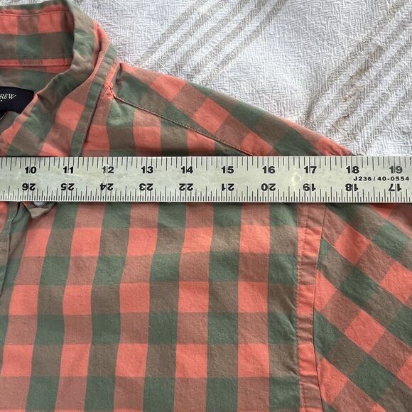 J Crew Shirt Mens Size M Pink Grey Gingham Plaid Checks Button Up Collar Pocket - Picture 6 of 16